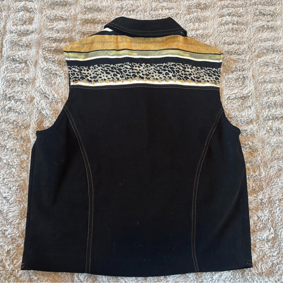 Nancy Bolen City Girl Leopard Panel Western Vest Y2K Sleeveless Size 6 - Picture 9 of 10